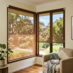Mocha sunscreen blinds Abu Dhabi for living room windows