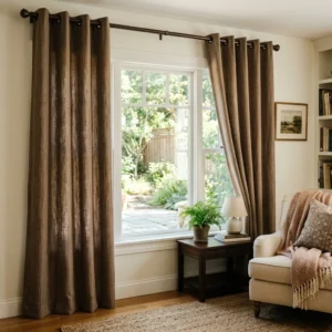 Mocha Textured Home Curtains