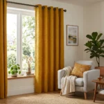 Mustard Yellow Eyelet Curtains