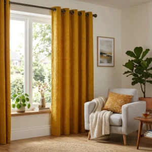 Mustard Yellow Eyelet Curtains