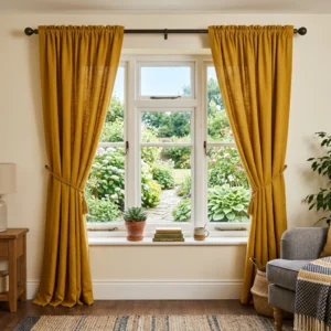 Mustard Yellow Rod Pocket Curtains