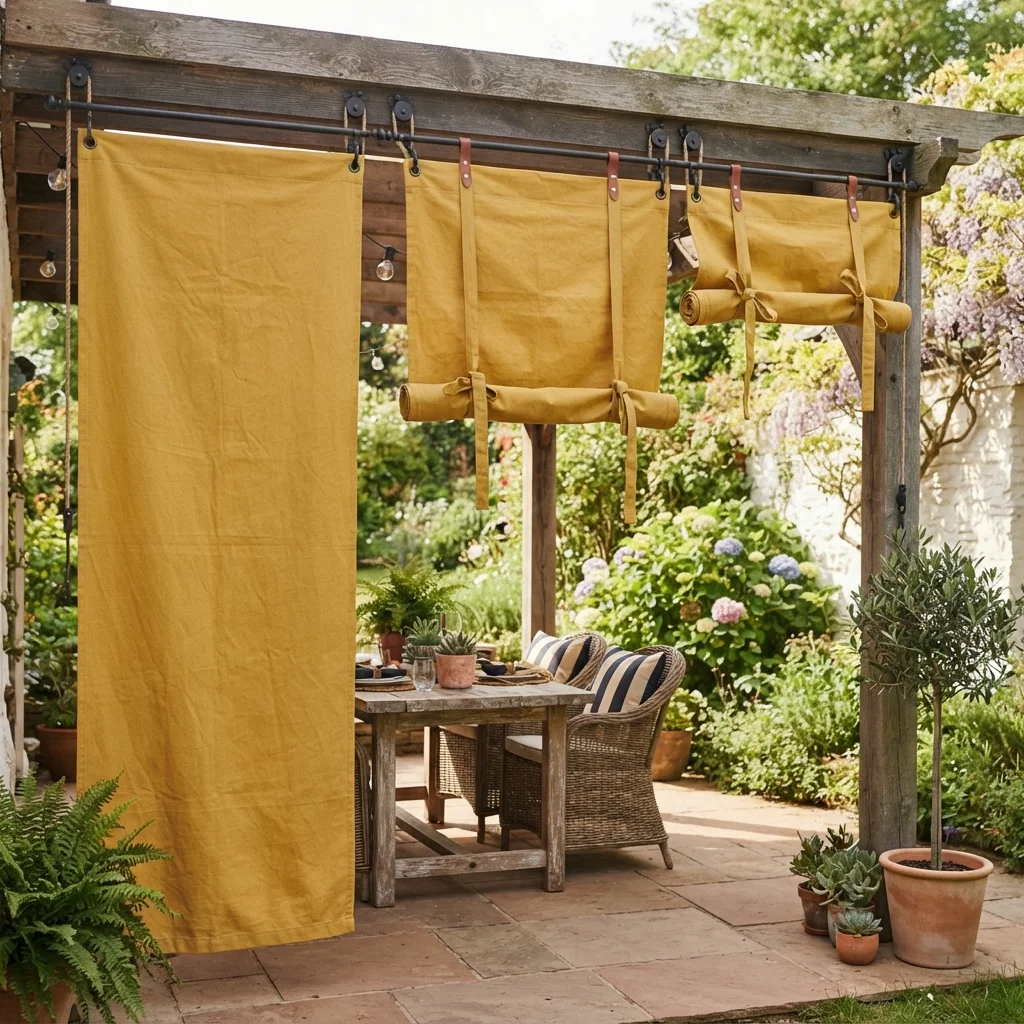 Mustard Yellow Roll Up Curtains