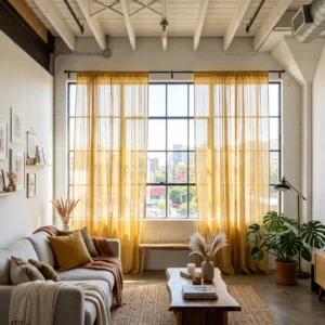 Mustard Yellow Sheer Curtains