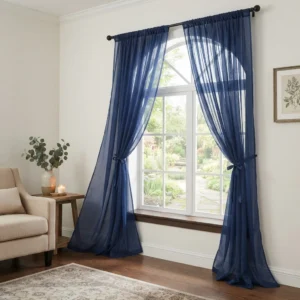 Navy Blue Chiffon Curtains