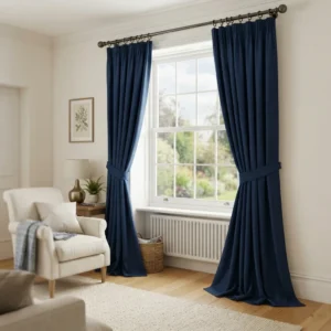 Navy Blue Cotton Curtains