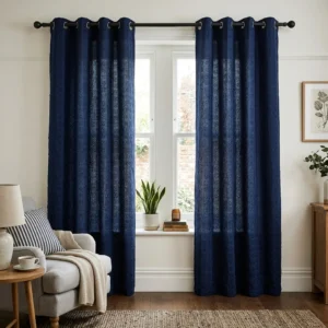 Navy Blue Eyelet Curtains