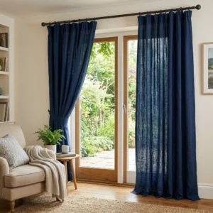 Navy Blue Linen Curtains