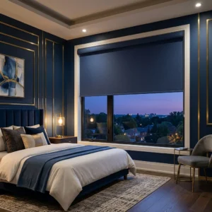 Navy Blue Motorized Blinds