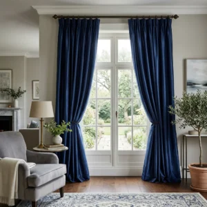 Navy Blue Silk Curtains