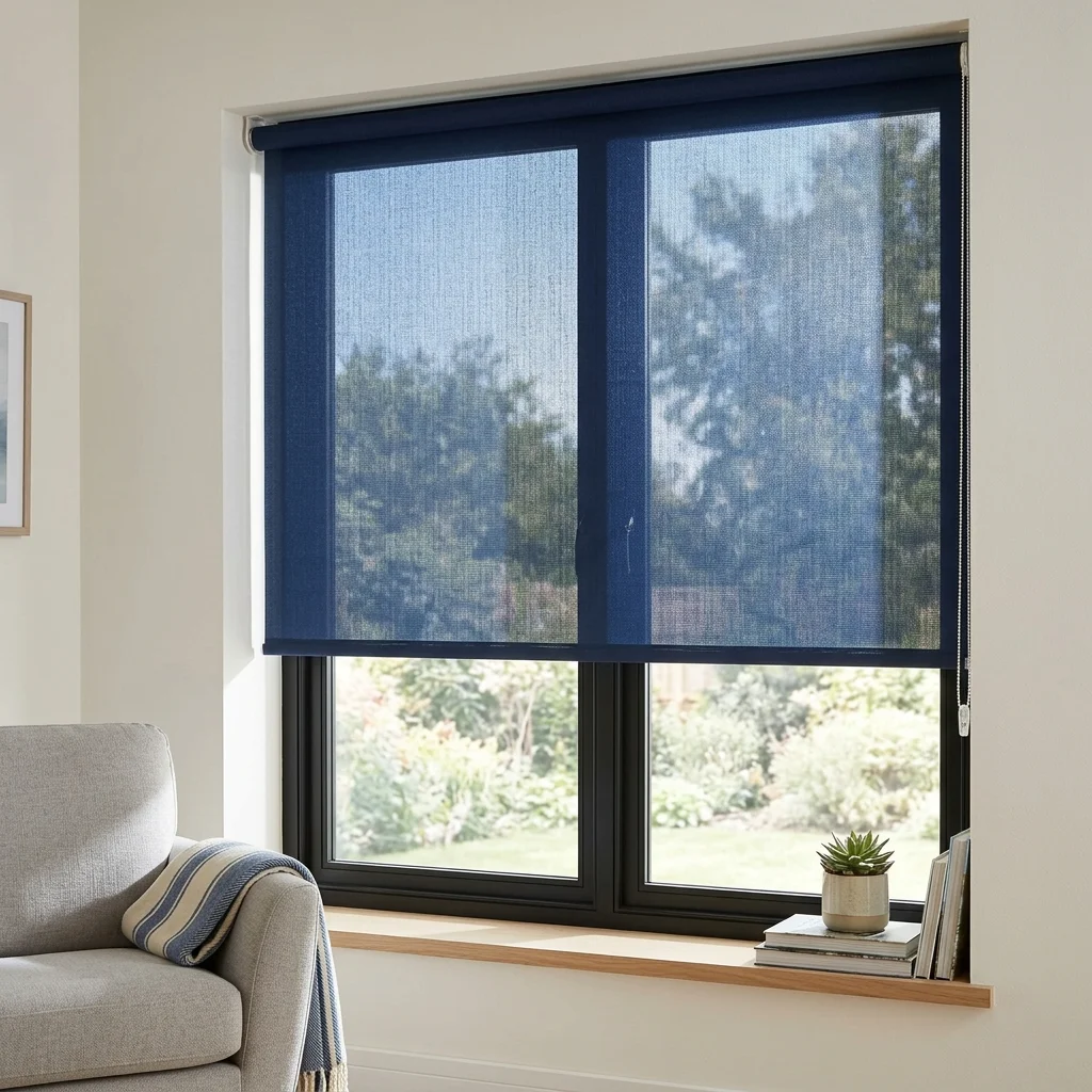 Navy Blue sunscreen blinds Abu Dhabi for contemporary interiors
