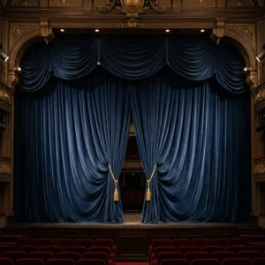 Navy Blue Theatrical Curtains