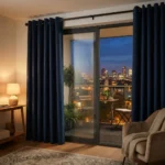 Navy Blue Thermal Balcony Curtains