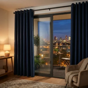 Navy Blue Thermal Balcony Curtains