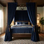 Navy Blue Velvet Canopy Curtains