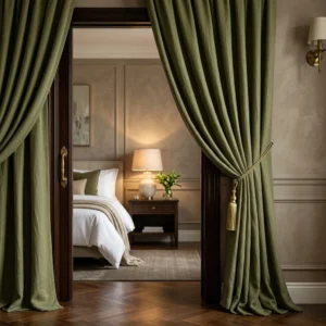 Olive Green Door Curtains