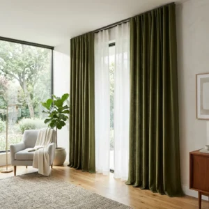 Olive Green Double Curtains