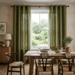 Olive Green Eyelet Curtains