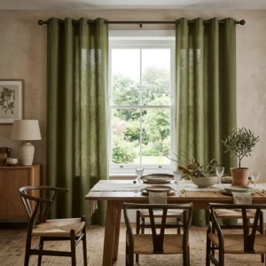Olive Green Eyelet Curtains