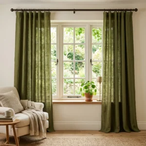 Olive Green Linen Curtains