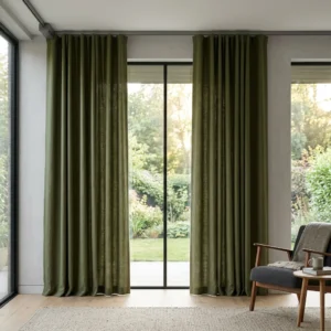 Olive Green Motorized Curtains