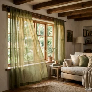 Olive Green Sheer Curtains