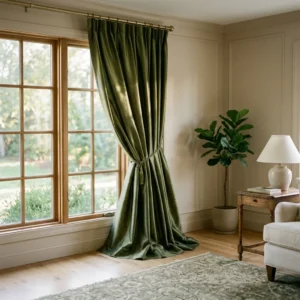 Olive Green Silk Curtains