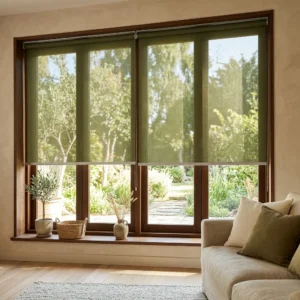 Olive Green sunscreen blinds Abu Dhabi for living room windows