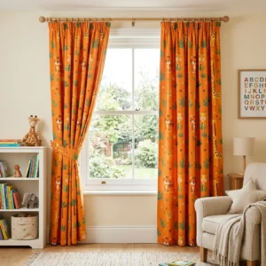 Orange Animal Print Kids Curtains Abu Dhabi