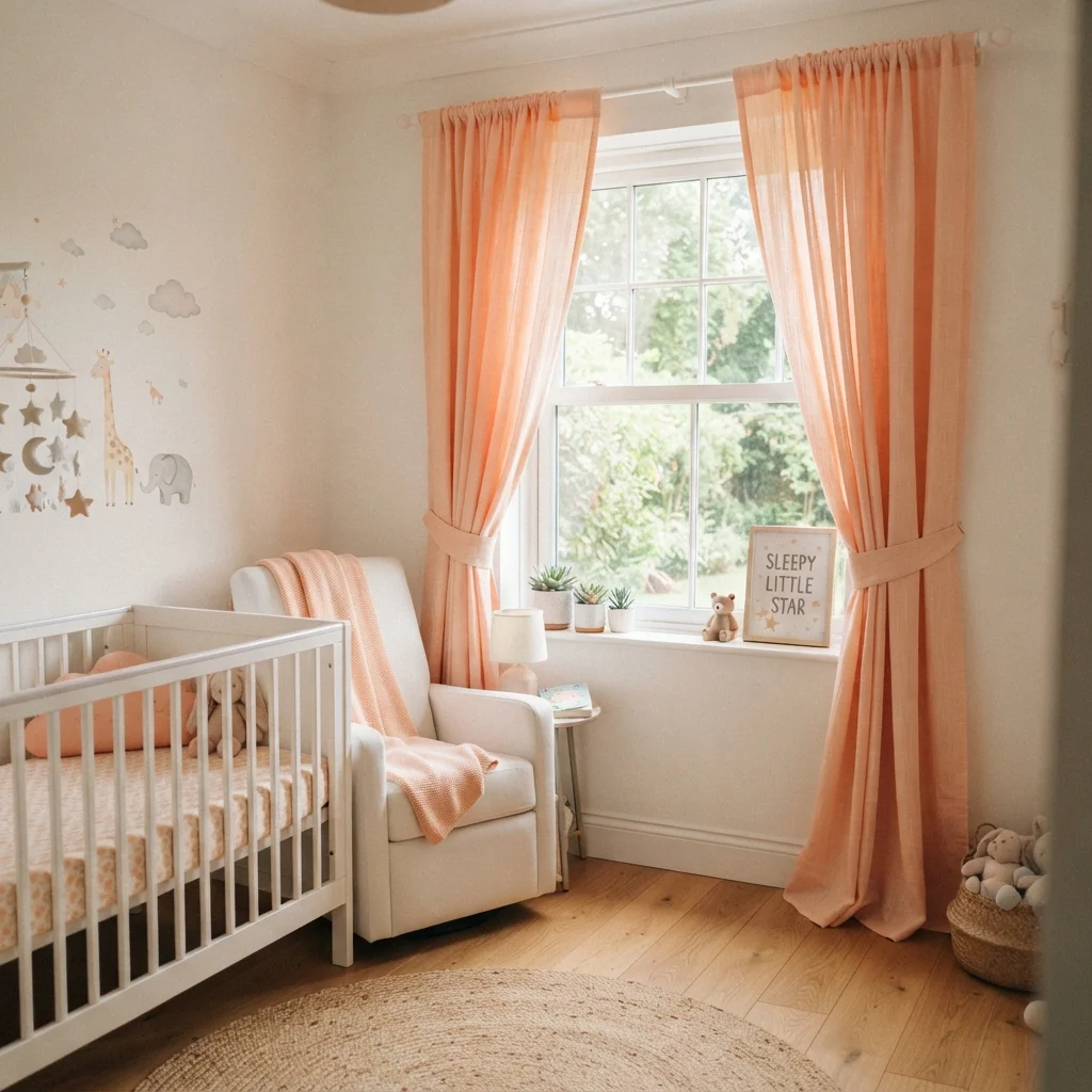 Pastel Peach Nursery Curtains