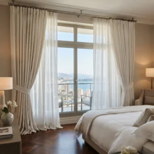 Pearl White Linen Hotel Curtains