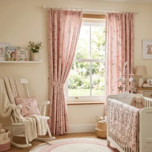 Pink Floral Kids Room Curtains