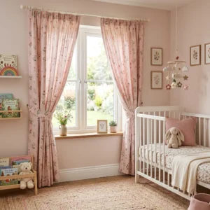 Pink Floral Kids Room Curtains Abu Dhabi