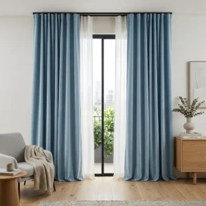 Powder Blue Double Curtains
