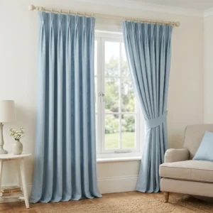 Powder Blue Goblet Pleat Curtains