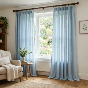 Powder Blue Linen Curtains