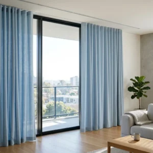 Powder Blue Motorized Curtains
