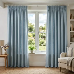 Powder Blue Pencil Pleat Curtains