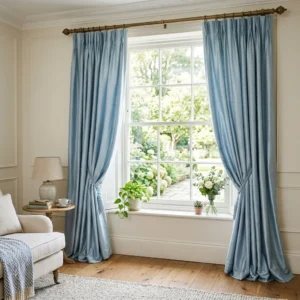 Powder Blue Silk Curtains