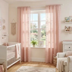 Powder Pink Eyelet Curtains
