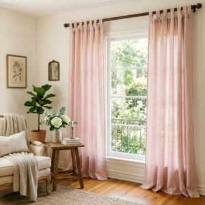 Powder Pink Tab Top Curtains