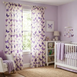 Purple Butterfly Kids Room Curtains