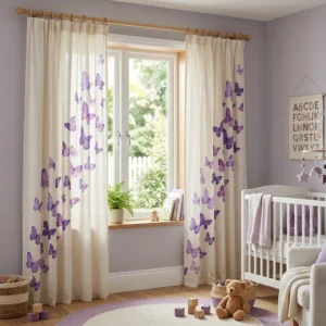 Purple Butterfly Kids Room Curtains Abu Dhabi