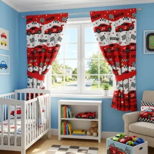 Red Racing Car Kids Room Curtains Abu Dhabi