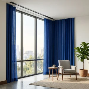 Royal Blue Motorized Curtains