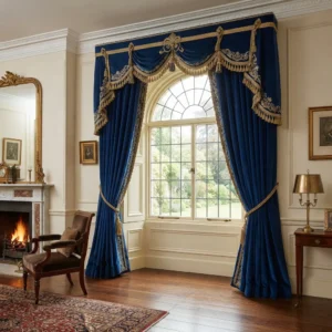 Royal Blue Pelmet Curtains
