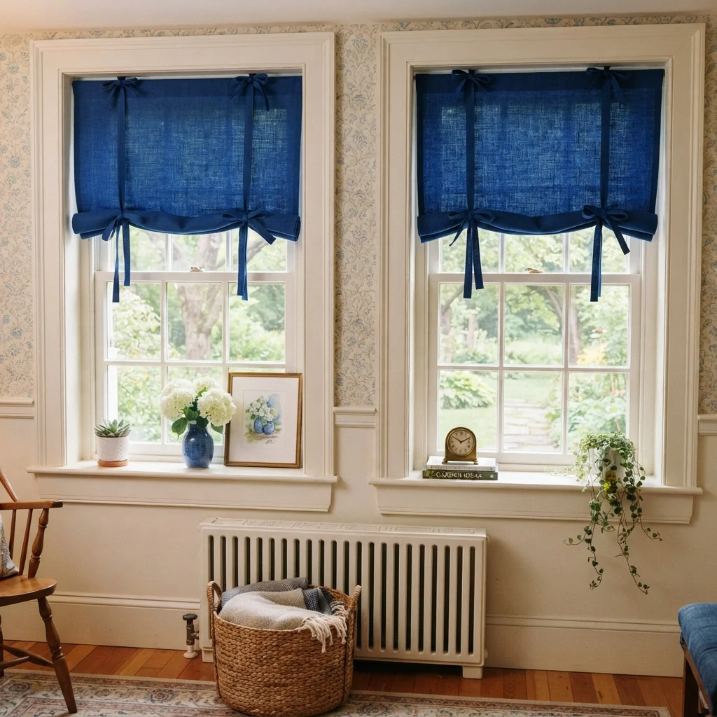 Royal Blue Roll Up Curtains