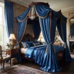 Royal Blue Silk Canopy Curtains