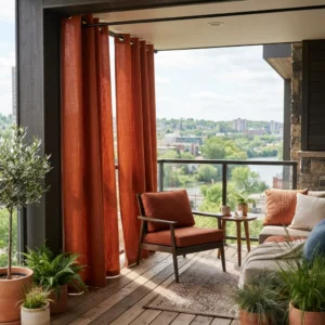Rust Orange Canvas Balcony Curtains