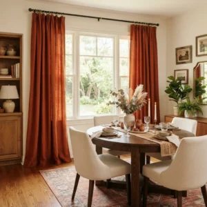 Rust Orange Dining Room Curtains