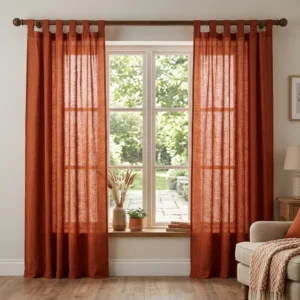 Rust Orange Tab Top Home Curtains